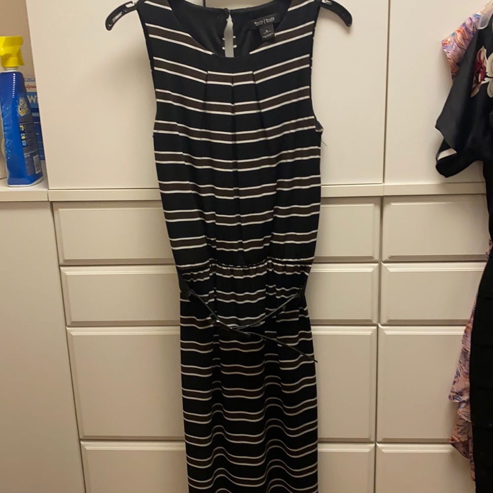 Black brown snd white striped stretchy sheath